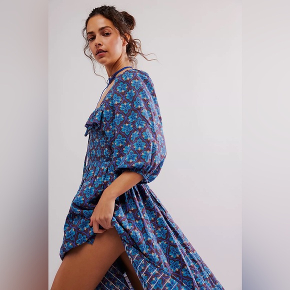 Free People Oasis Printed Midi Dress French Chocolate Combo NWT - Picture 3 of 16